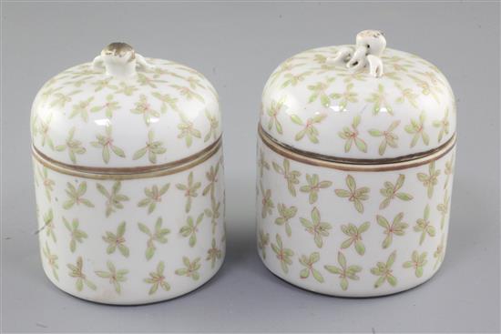 A pair of Chinese covered wine warmers and cups, late 19th century, height 9.5cm